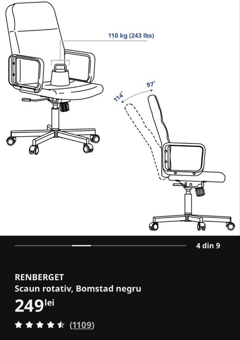 Scaun rotativ birou ikea