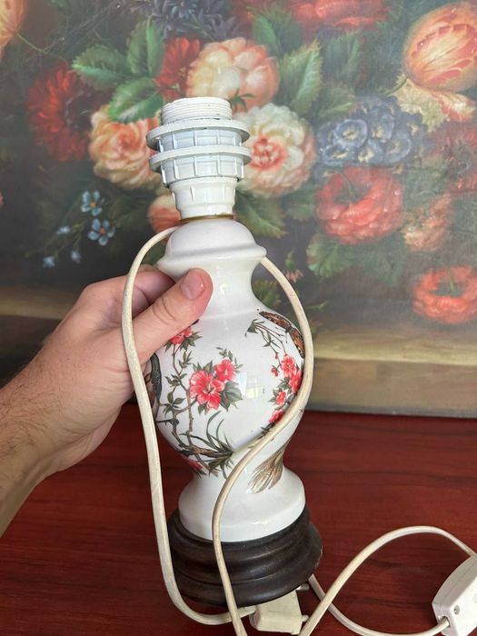 A288 veioza ceramica si lemn, 27cm H functionala