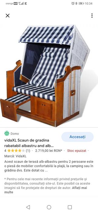 Scaun de gradina cu acoperis