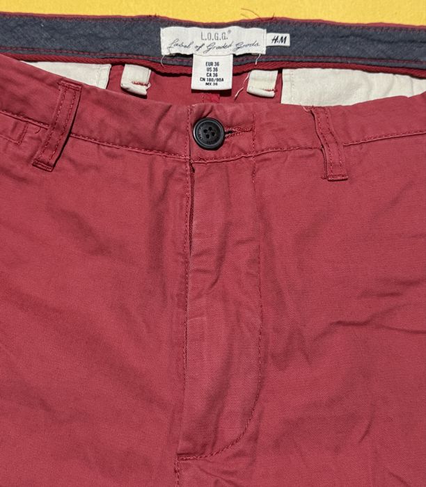 Pantaloni Scurți Chino H&M L.O.G.G | Burgundy Red | Relax Fit | Mărimea 36 (L fit)
