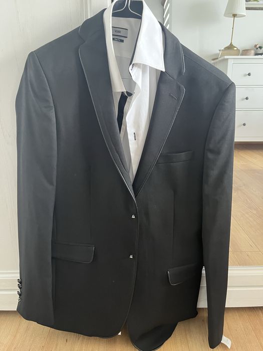 Мъжки черен стилен костюм Carducci 48 размер Slim Fit