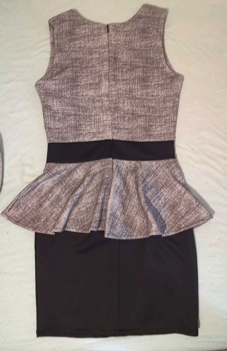 Rochie 36/S, eleganta, de gala, gri cu negru - Made in Italy