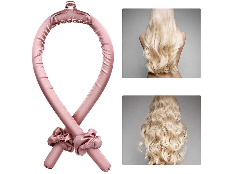 Дълъг сатенен ролер за къдрици с 2 броя скрънчита и с 1 бр. шнола