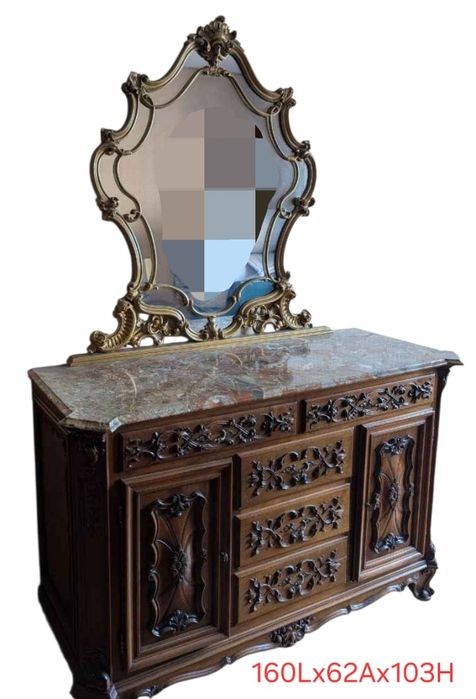 Dormitor ( Sifonier , Pat , Noptiere , Comoda ,Oglinda ) lemn masiv