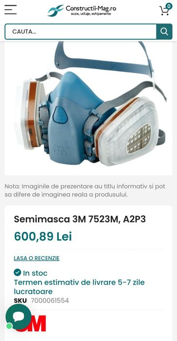 Mască protecție 3M 7523M, A2P3 - sigilat .