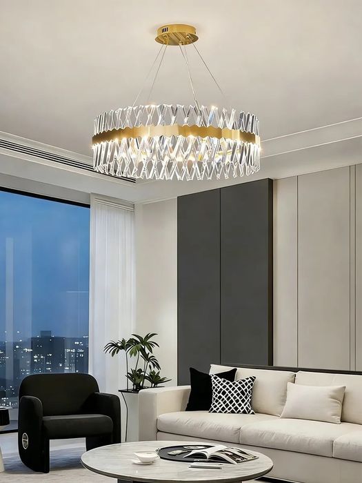 Люстра потолочная Crystal Gold Ring LED, золотая, 60/80 см