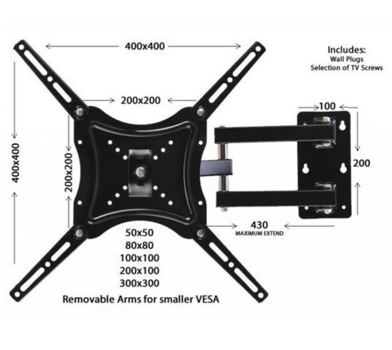 Suport TV Universal de perete HDL-117B-2 Doua brate Reglabil 14-55"