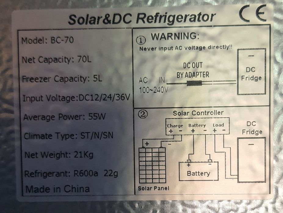 Frigider cu congelator 70L și 90L, 12v,24v,36v camper, rulota, auto