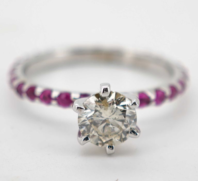 Inel 14k diamante naturale si safire 1.31ct