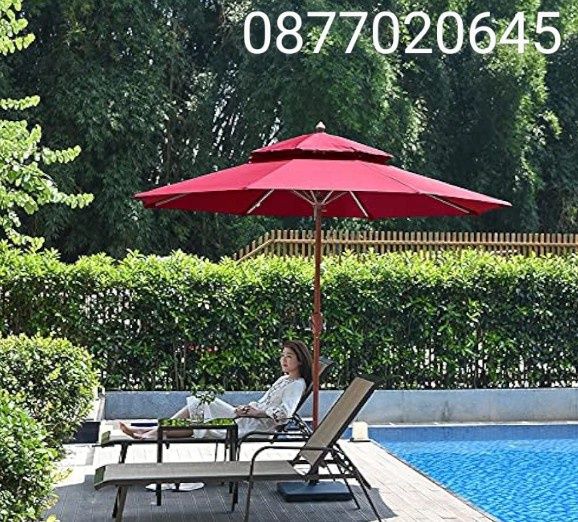 Градински чадър с двоен таван против вятър