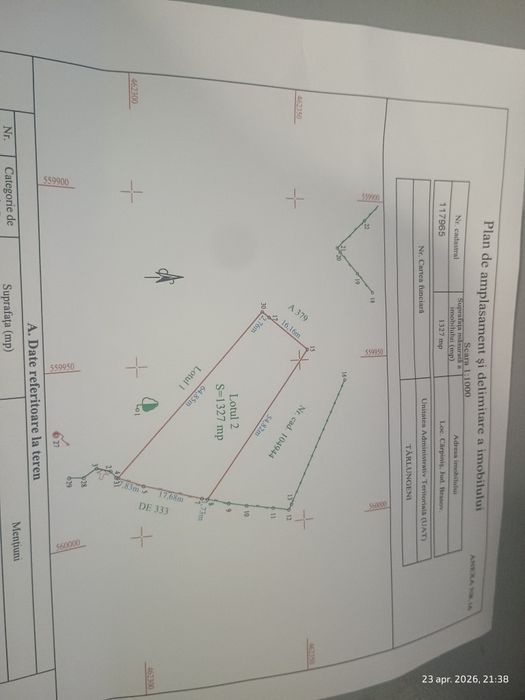 Vând teren intravilan, zonă foarte liniștită