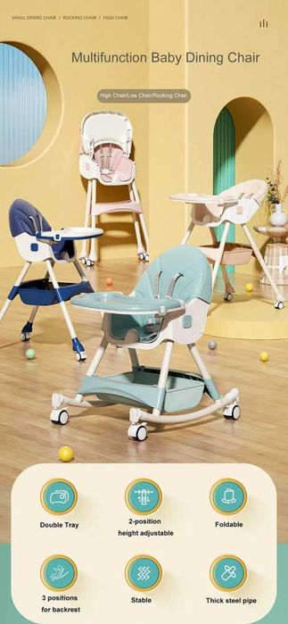 Scaun de masa multifunctional 3 in 1 Little Mom Rocking Chair