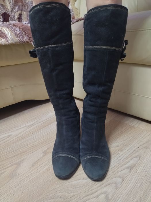 Сапоги зимние замша