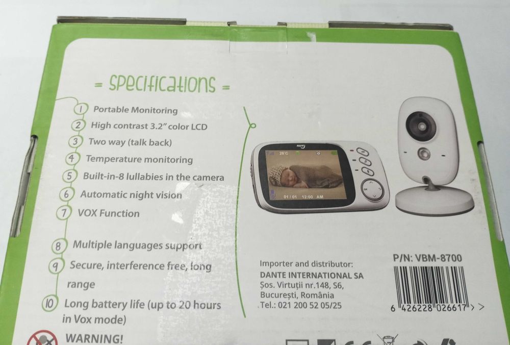 Видео бебефон Mappy VBM-8700 2г. ГАРАНЦИЯ