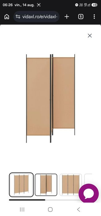 Paravan de cameră cu 4 panouri, negru, 200 x 180 cm