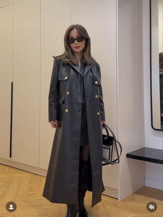 Плащ из экокожи новый