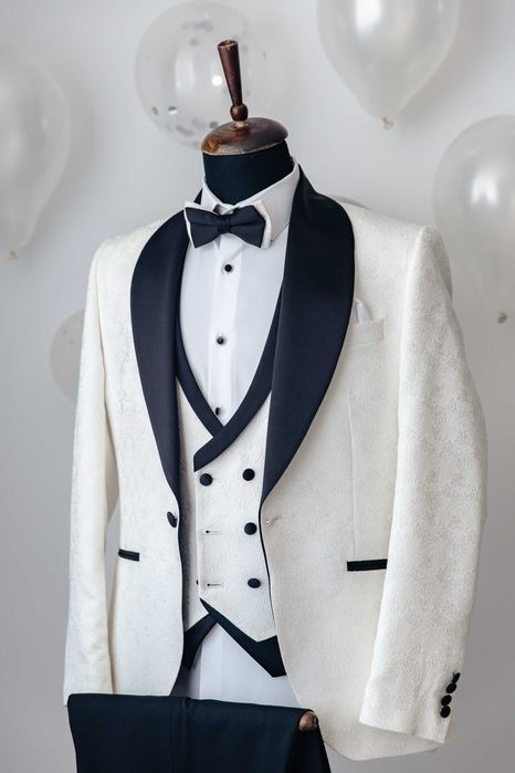 Smoking elegant 3 piese (sacou + pantalon + vestă)