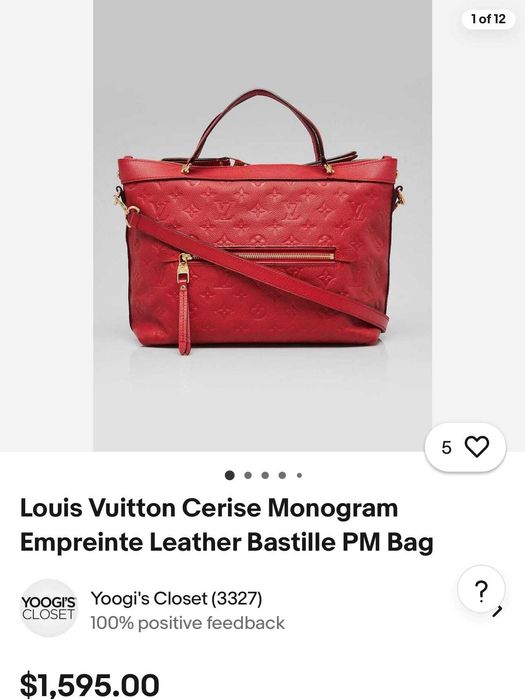 Geantă Louis Vuitton Bastille Roșie, Piele Monogram Empreinte