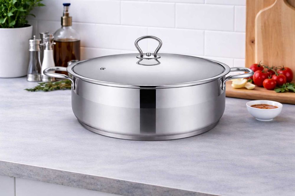 Cratita inox cu capac metalic Royalty Line 34 x 13 cm