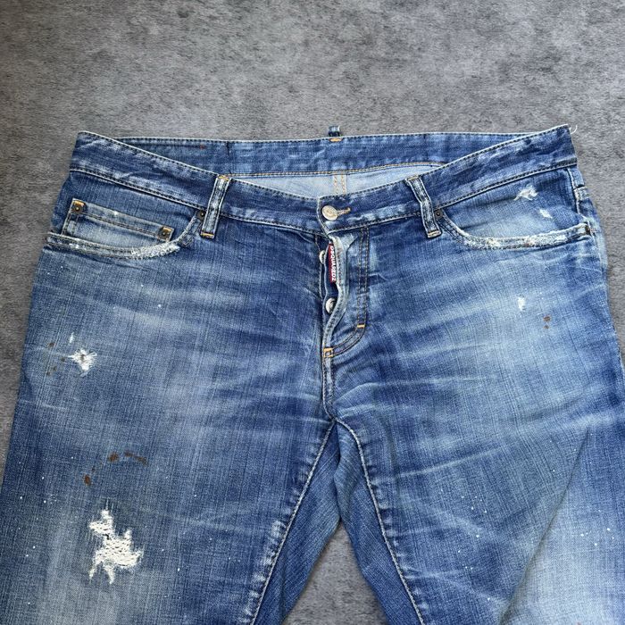 Blugi Dsquared2  vintage albastri  Distressed Denim Slim Fit 54 IT marimea L