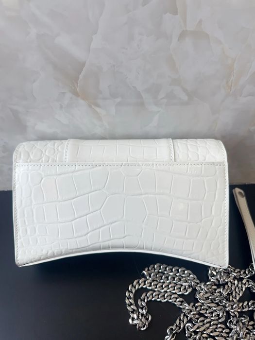 Balenciaga Hourglass Chain Bag White