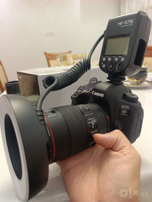 Canon 6D Mark ll+lens Ef 100 mm+ Godox MF R76