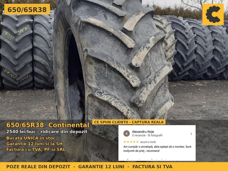 Anvelope Cauciucuri 650/65R38 650/65 R38 650/65-38 6506538 Continental Tractor Punte Spate Utilaje Agricole SH Second Hand SECOND HAND Garantie 1 An