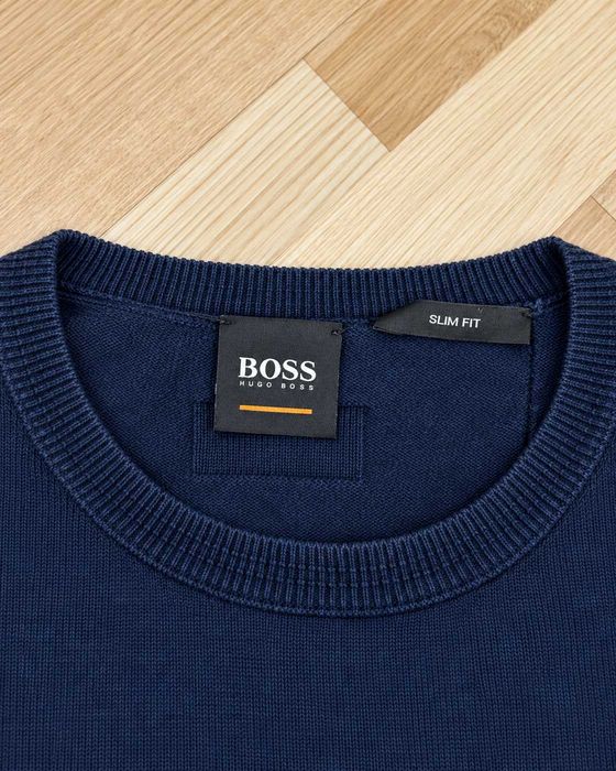 Pulover Hugo Boss bărbați bleumarin, Slim Fit, bumbac, Mărimea M