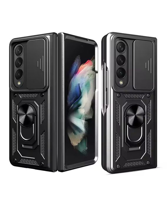 Samsung Z FLIP 6 Z FOLD 6 - Husa Silicon Armour Black cu Inel Metalic