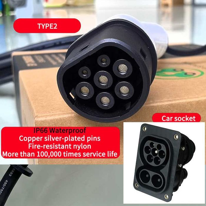 Професионална SMART зарядна станция Type 2 22kW 32A WiFi RFID 5м . НОВА !