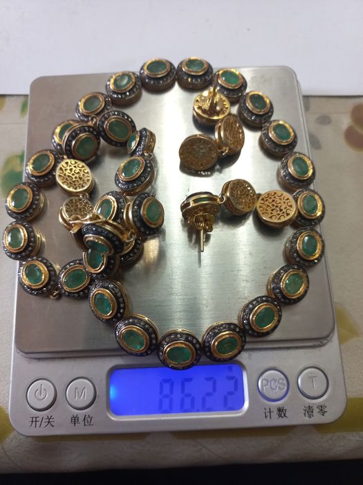 Ожерелье серьги серебро  алмазы натуральные