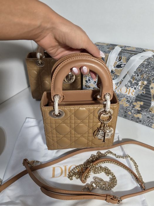 Дамска чанта Christian Dior Mini Lady Dior Limited Caramel