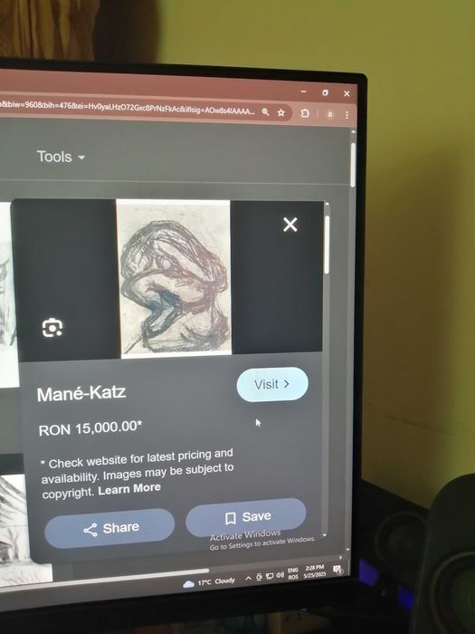 Tablou  original in carbune Mane - Katz