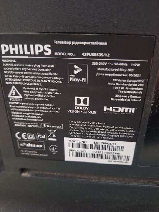 Philis43 PUS8535/12  4K Smart Android Ambilight