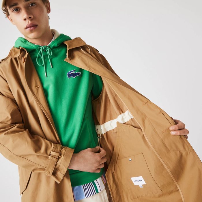 Lacoste тренч цвет темный кэмл