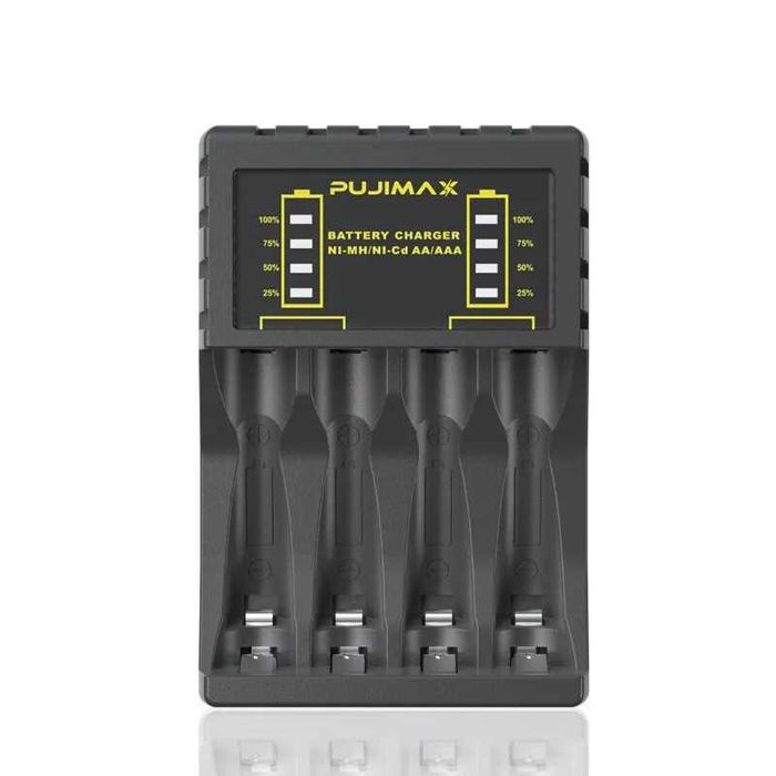 PUJIMAX Зарядно за Ni-MH батерии AA/AAA с 4 гнезда и LED дисплей