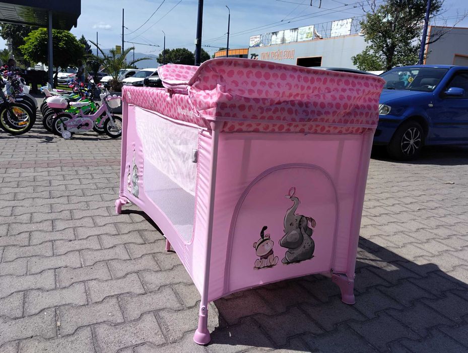 LORELLI Детска кошара на 2 нива с повивалник MOONLIGHT розов