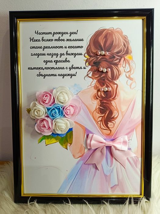 Ръчно изработени картини с декорация от вечни рози!