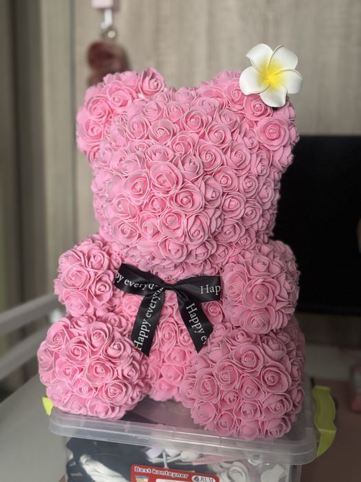 мишка из розочек 35см