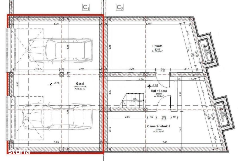 Duplex cu 2 garaje semifinisat de vanzare cartierul Dambul Rotund