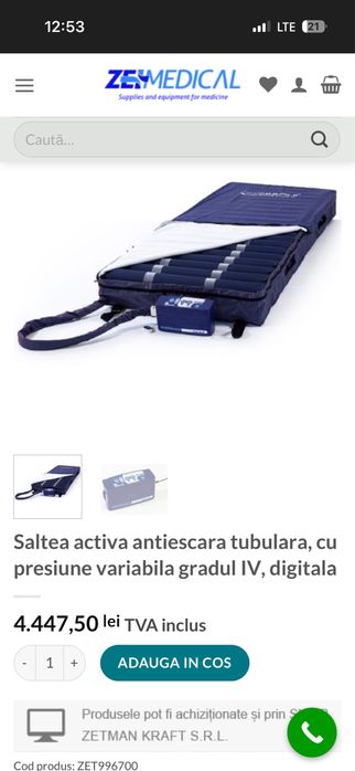 Saltea activa antiescara tubulara, cu presiune variabila gradul IV, digitala