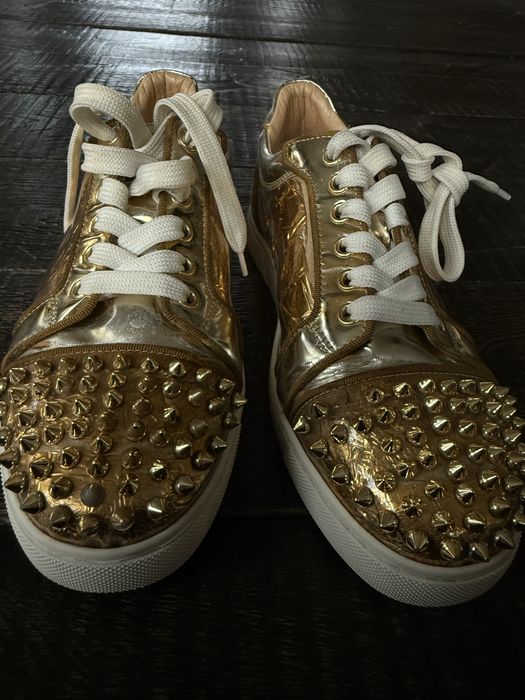 Patent leather trainers Christian Louboutin Gold