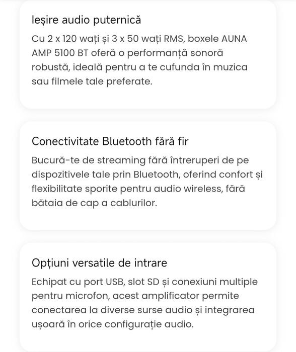 Amplificator Auna Nou 400W Telecomandă Bluethoot