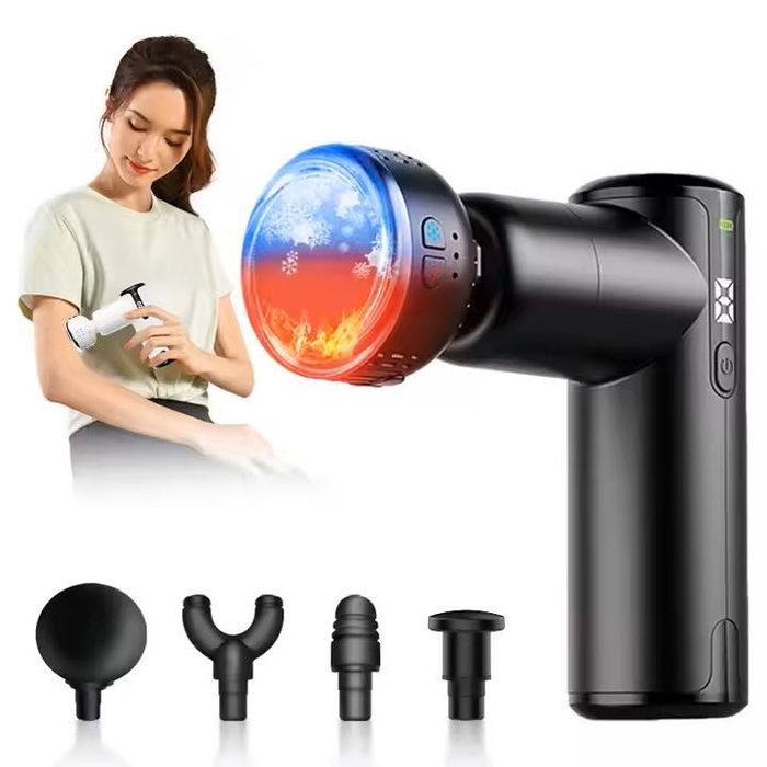 Pistol de masaj Phenitech cald si rece, 5 capete inlocuibile, reincarcabil, cu 6 niveluri de viteza, ecran LCD LED, relaxare musculara a tesuturilor