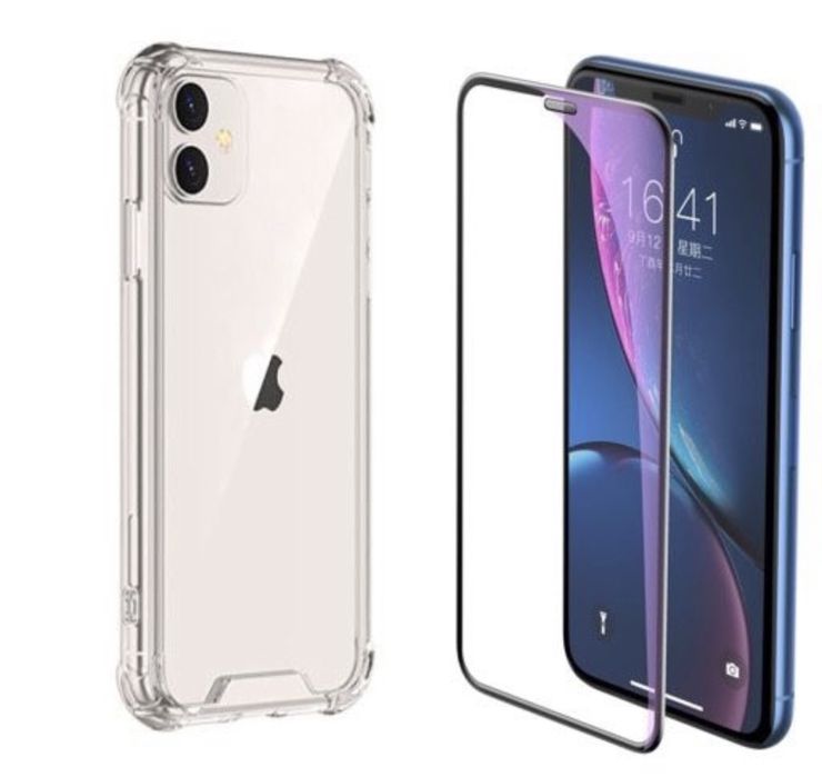 Husa Silicon TPU Soc si Folie Sticla Curbat Iphone 13/14/15/16/PRO/MAX