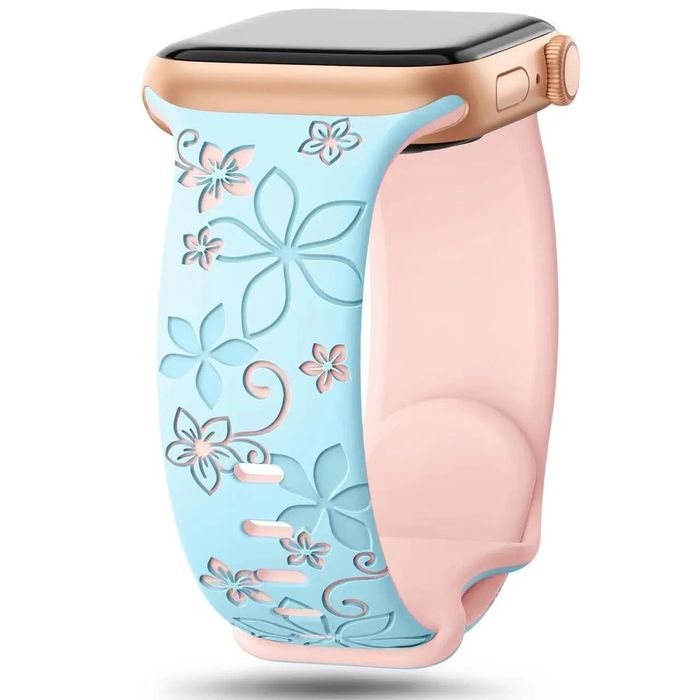 FLORAL Силиконова каишка Apple Watch Series 11/10/9/8/7/6/5/4/3/2/1/SE