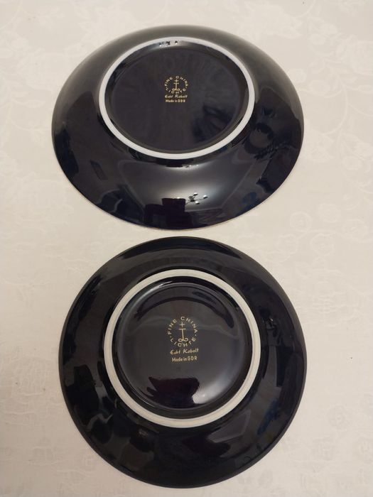 Роскошное чайное трио из фарфора LIGHTE/Германия кобальт золото ГДР