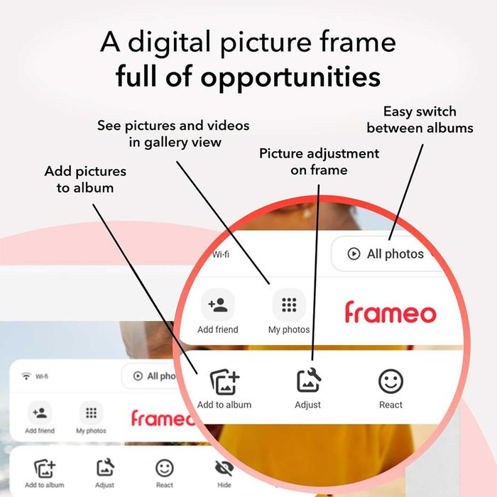 Frameo Бяла 10,1-инчова смарт WiFi цифрова фоторамка, цифрова фоторамка Wi-Fi с 32GB памет и SD слот