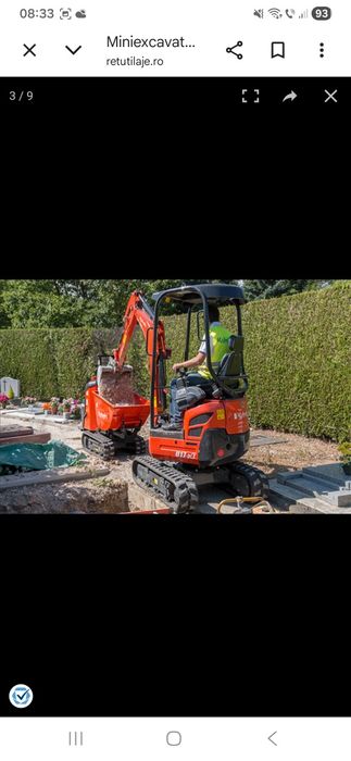 Miniexcavator de închiriat cu  operator. Execut lucrări de pregătirea terenulu