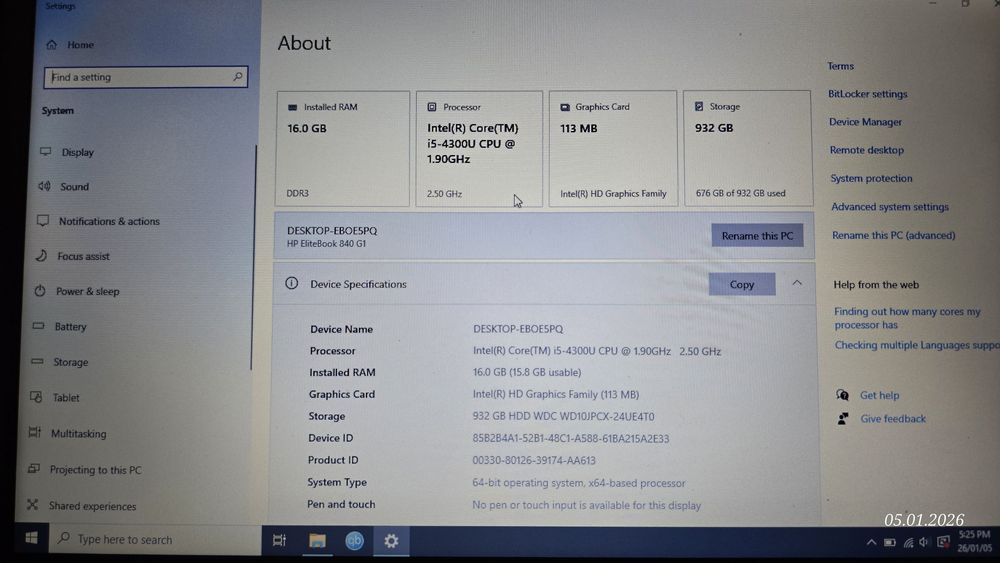 Laptop HP EliteBook 840 i5